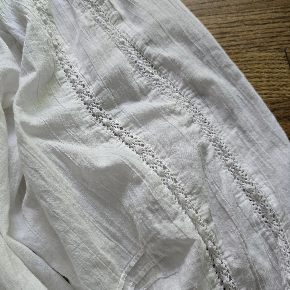 FREE PEOPLE White Cotton Blouse Lace Eyelet Reversible XS